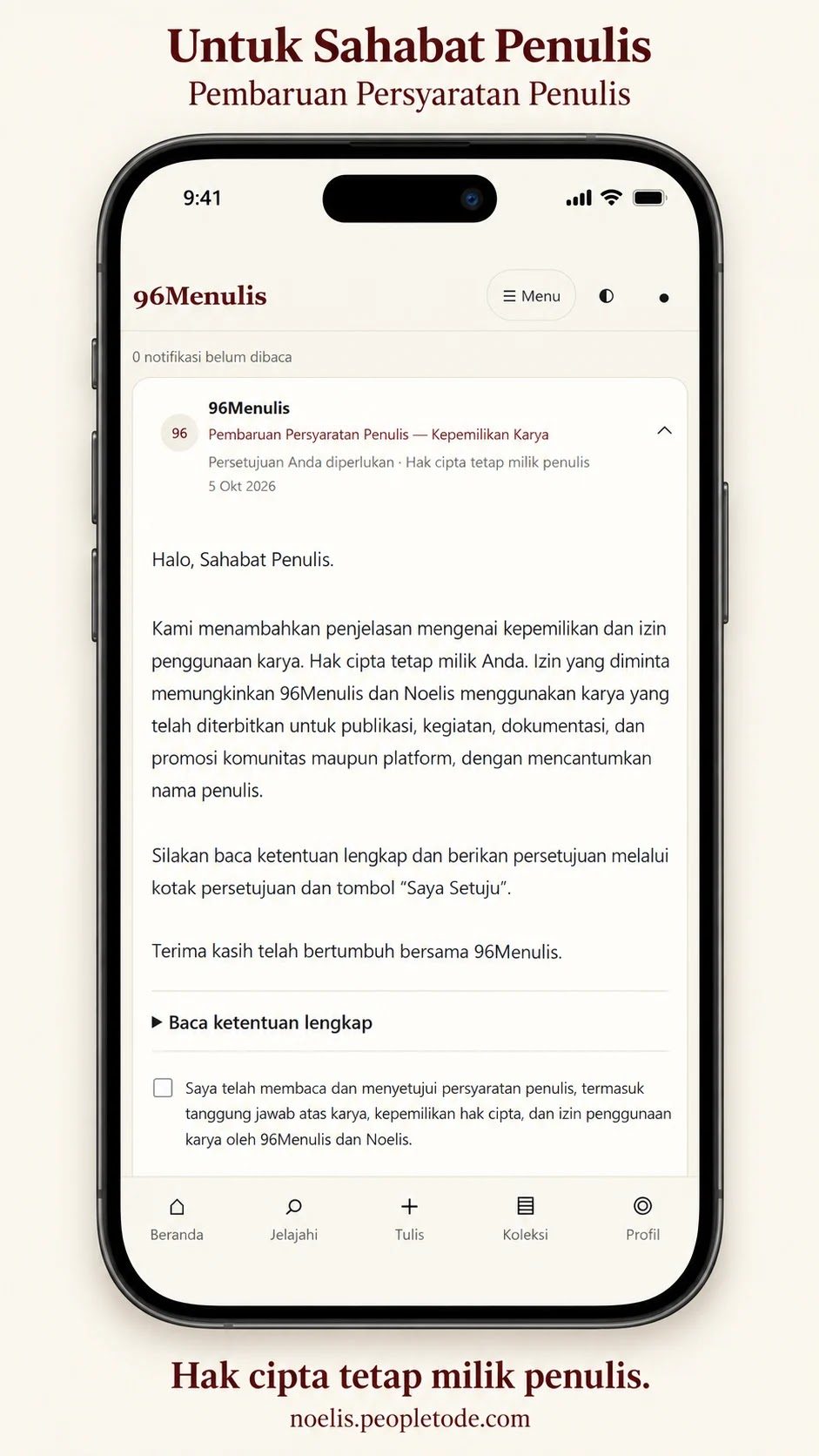 Pembaruan Persyaratan Penulis — Kepemilikan Karya
